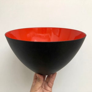 vintage Krenit Herbert Krenchel rouge / orange 9,5 pouces bol en émail (Danemark)