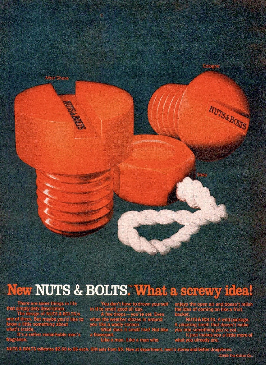 1969年　massimo vignelli nuts and bolts Vintage Colton Nuts & Bolts Aftershave and Cologne Set (massimo