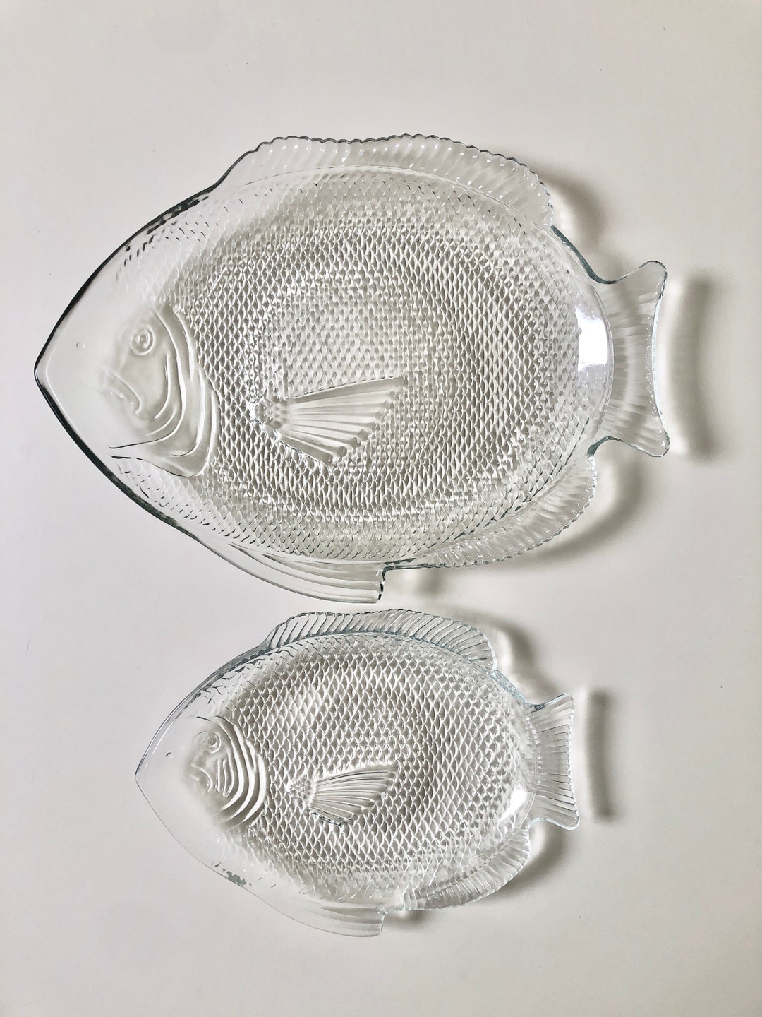 Vintage Glass Fish Serving Platter and Plate Set 5 Japan Etsy