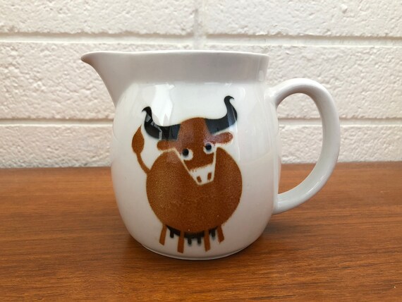 Vintage Arabia Finland Brown Bull Gravy Boat Pitcher Etsy