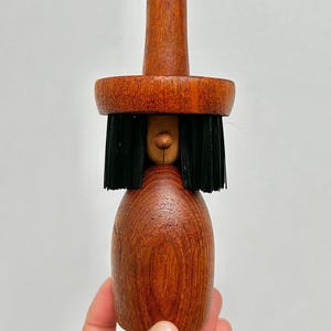 Vintage Danish Style Teak Wood Brush Figurine