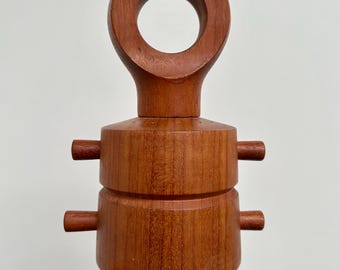 Vintage Dansk Jens Quistgaard “Eyelet” 857 Teak Wood Pepper Mill and Salt Shaker (Denmark)