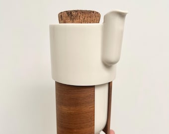 Vintage Tonfisk Design Porcelain and Walnut Teapot (Finland)