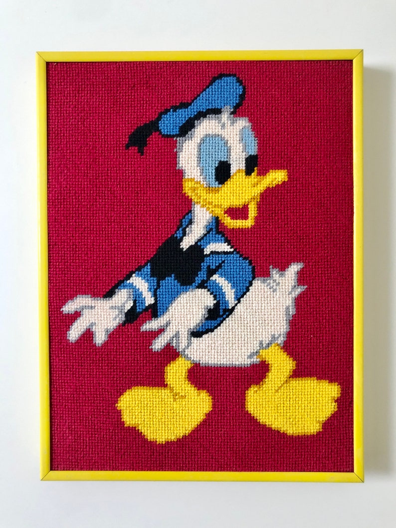 Vintage Disneys Donald Duck Needlepoint Wall Art Etsy