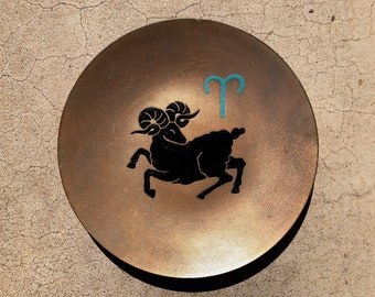 Vintage Paul Alexander Aries Zodiac Enamel Copper Dish (California)