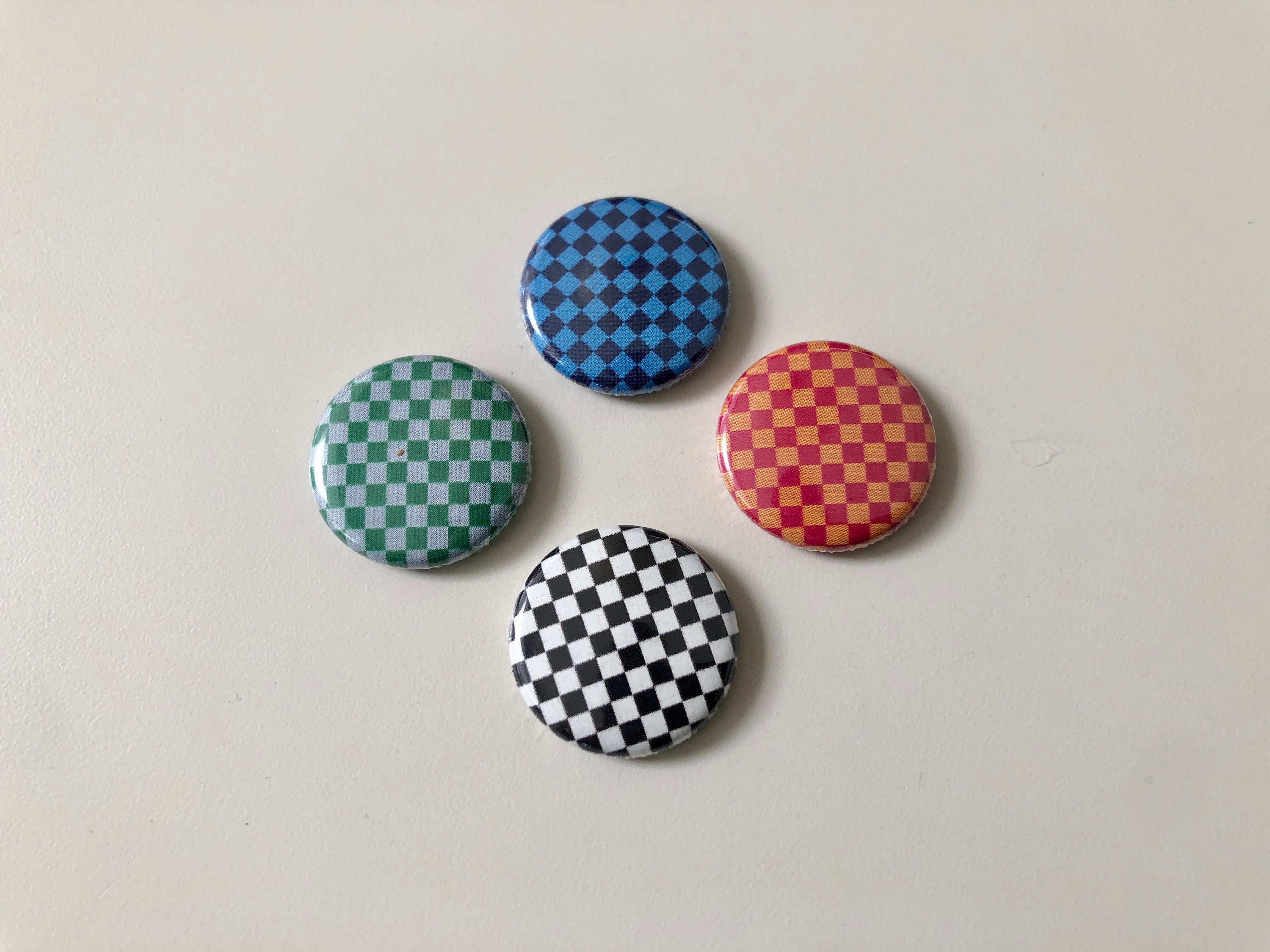 Modern Checkered Button / Pin Set - Etsy