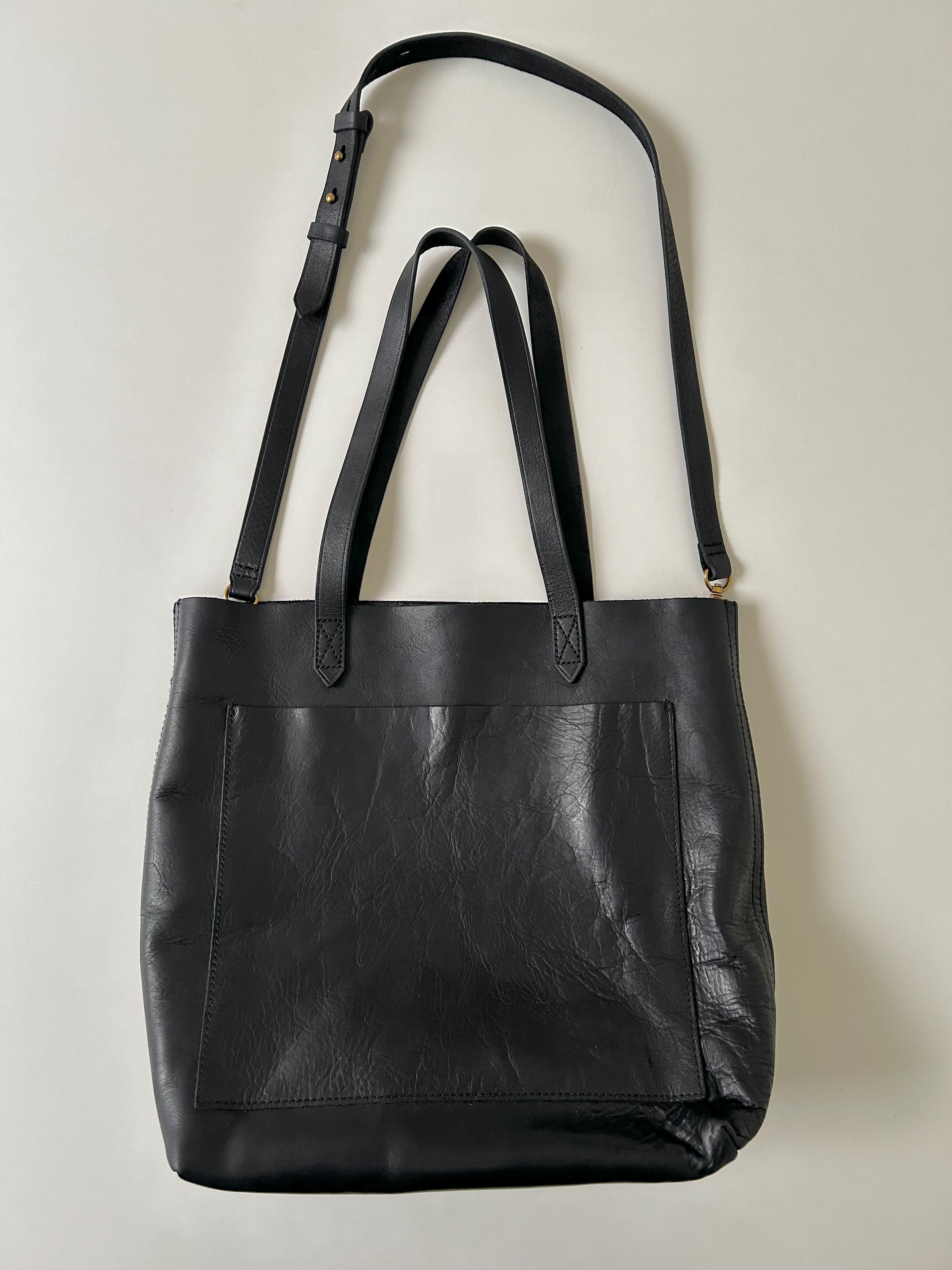 Modern Madewell Medium Transport Black Leather Tote Bag