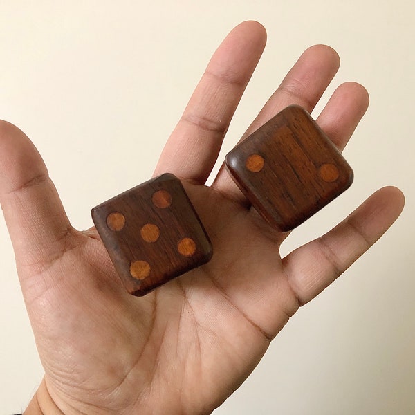 Vintage Handmade Wooden Inlaid Dice