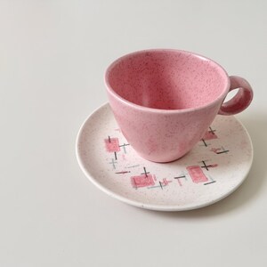 Vintage Metlox Vernon ware Tickled Pink Cup and Saucer Set