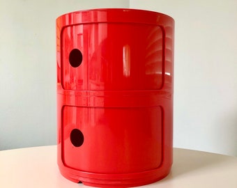 Vintage Red Kartell Componibili 2-Tier Storage Tower (Anna Castelli Ferrieri)