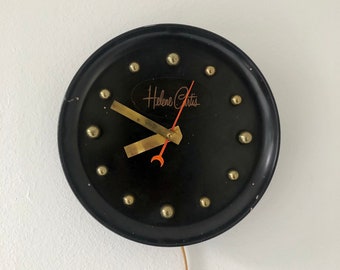 Vintage Howard Miller George Nelson Style Helene Curtis Advertising Black Wall Clock