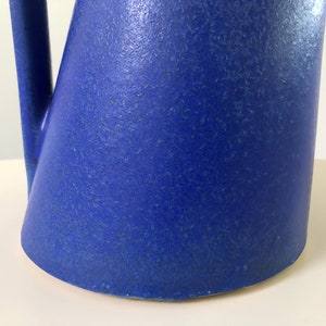 Modern Blue and Tan Ceramic Pitcher / Watering Can / Vase image 7