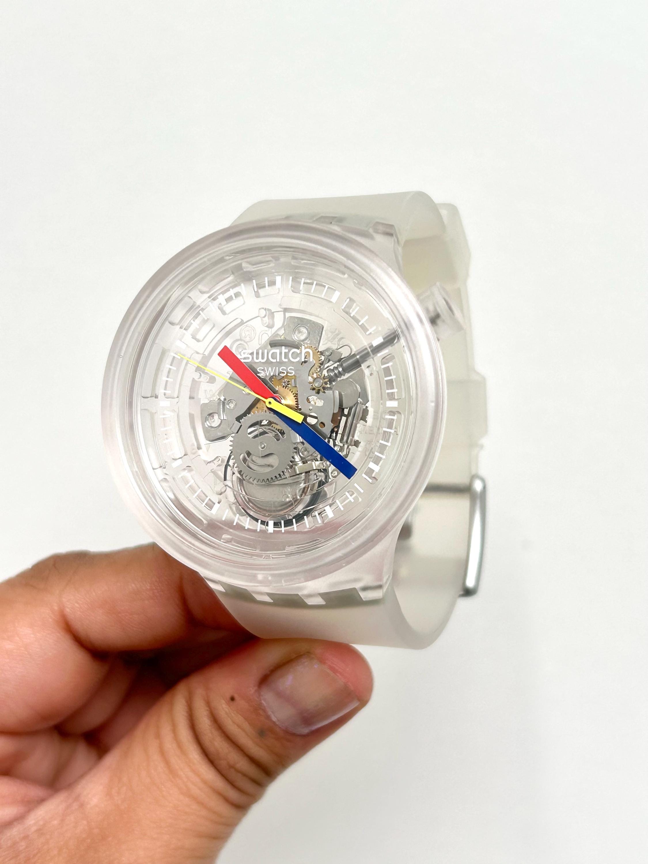 Retired Modern Swatch Watch Big Bold Jellyfish Transparent Wrist 