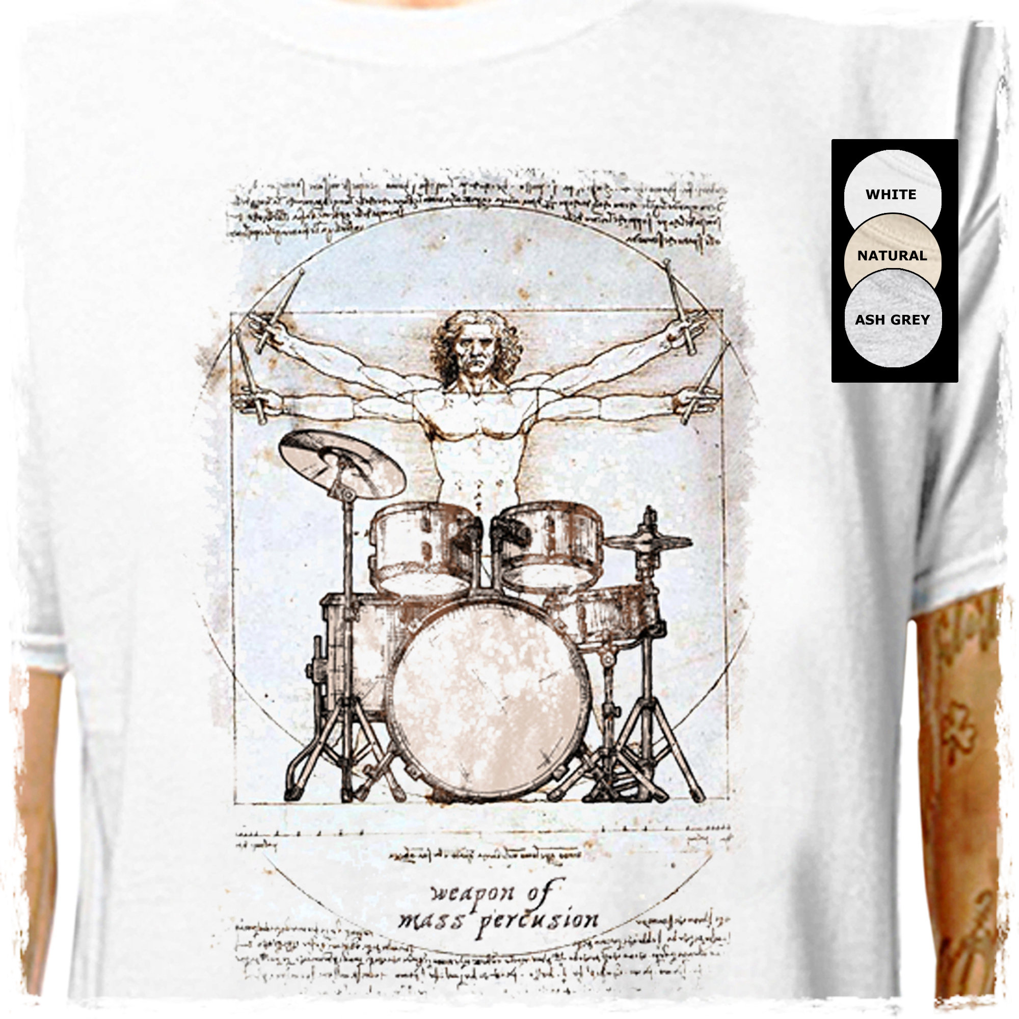 T-shirt batterista Da Vinci Drum T-Shirt Drum Gift Maglietta T-shirt batterista Da Vinci Drum T-Shirt Drum Gift Maglietta