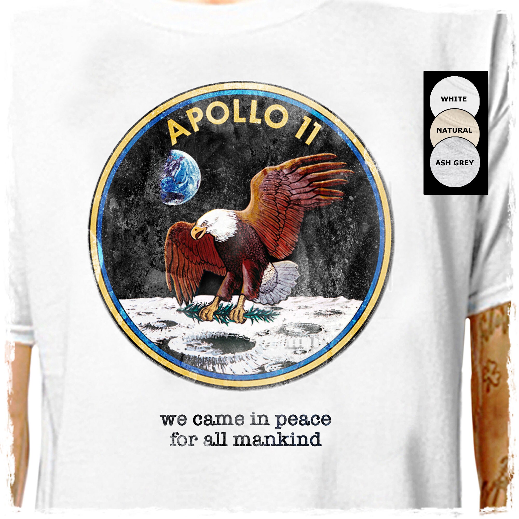 Download Apollo 11 We Came In Peace 100 Cotton T Shirt Nasa Etsy