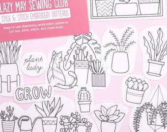 House Plant Embroidery Patterns: Stick and Stitch Botanical Designs