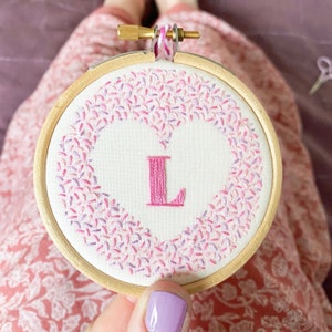 Alphabet Embroidery Kit Personalised Craft Kit DIY Name Decoration Easy Embroidery Kit New Baby Girl Gift Pink Initial Letter image 5