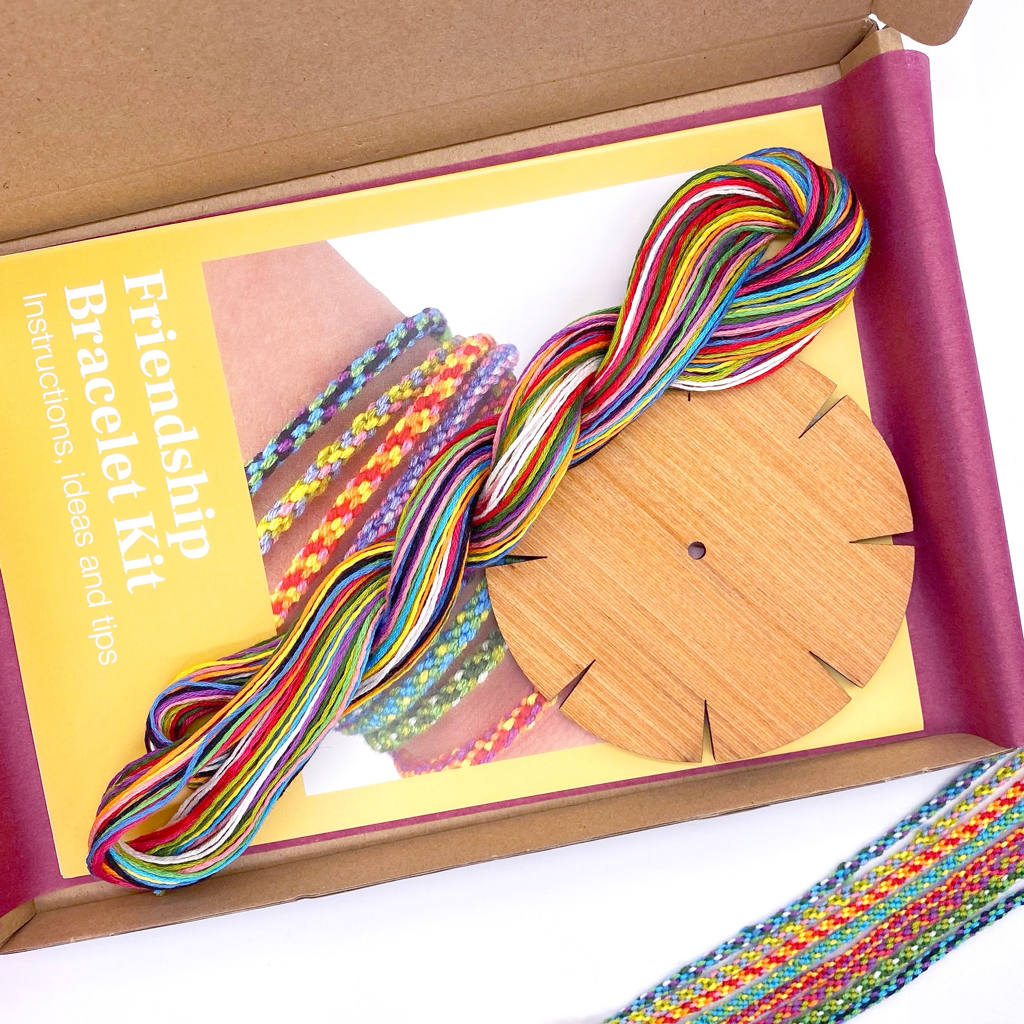 Friendship Bracelet Making Kit. Relaxing Craft Gift for Adults Children  Teens. Bright Rainbow Threads to Make Over 15 Woven Bracelets. 