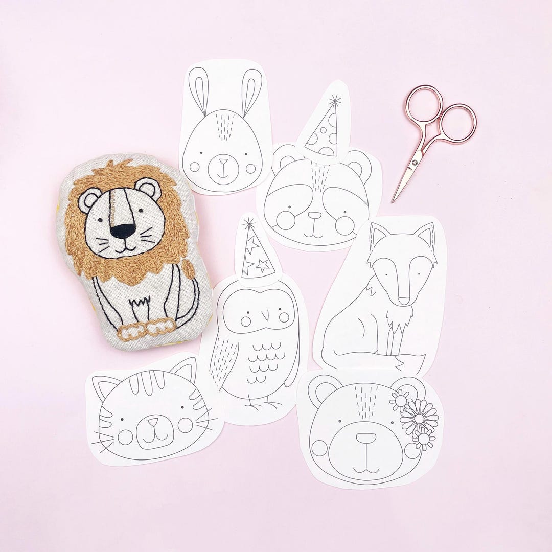 Animal Embroidery Iron-on Transfers, 9 Patterns for Hand Embroidery - Etsy