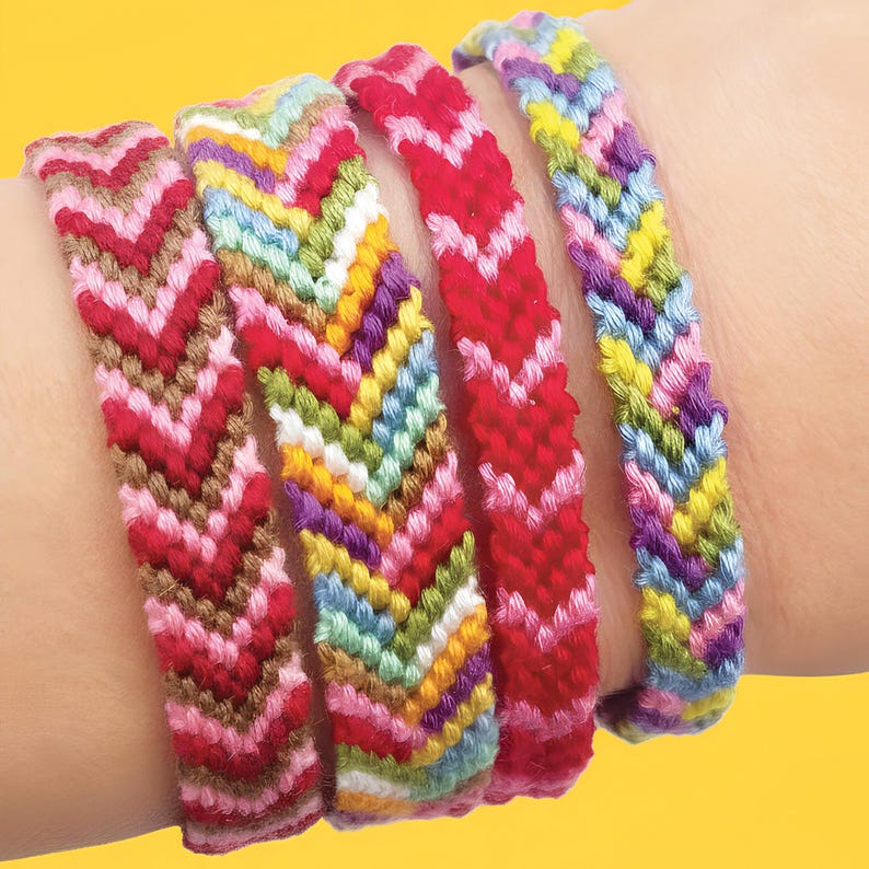 Kit de pulsera de la amistad: Diseño tradicional de chevrón arcoíris - Juego de 8 piezas imagen 1