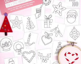 Christmas Stick and Stitch Embroidery Patterns: 20 Festive Wash Off Designs for DIY Decorations