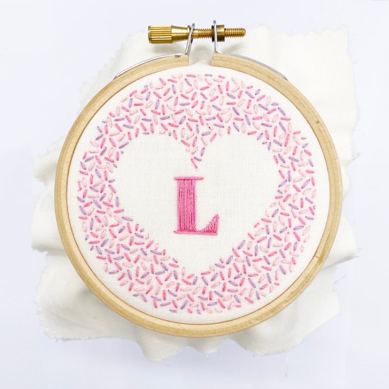 Alphabet Embroidery Kit Personalised Craft Kit DIY Name Decoration Easy Embroidery Kit New Baby Girl Gift Pink Initial Letter image 6