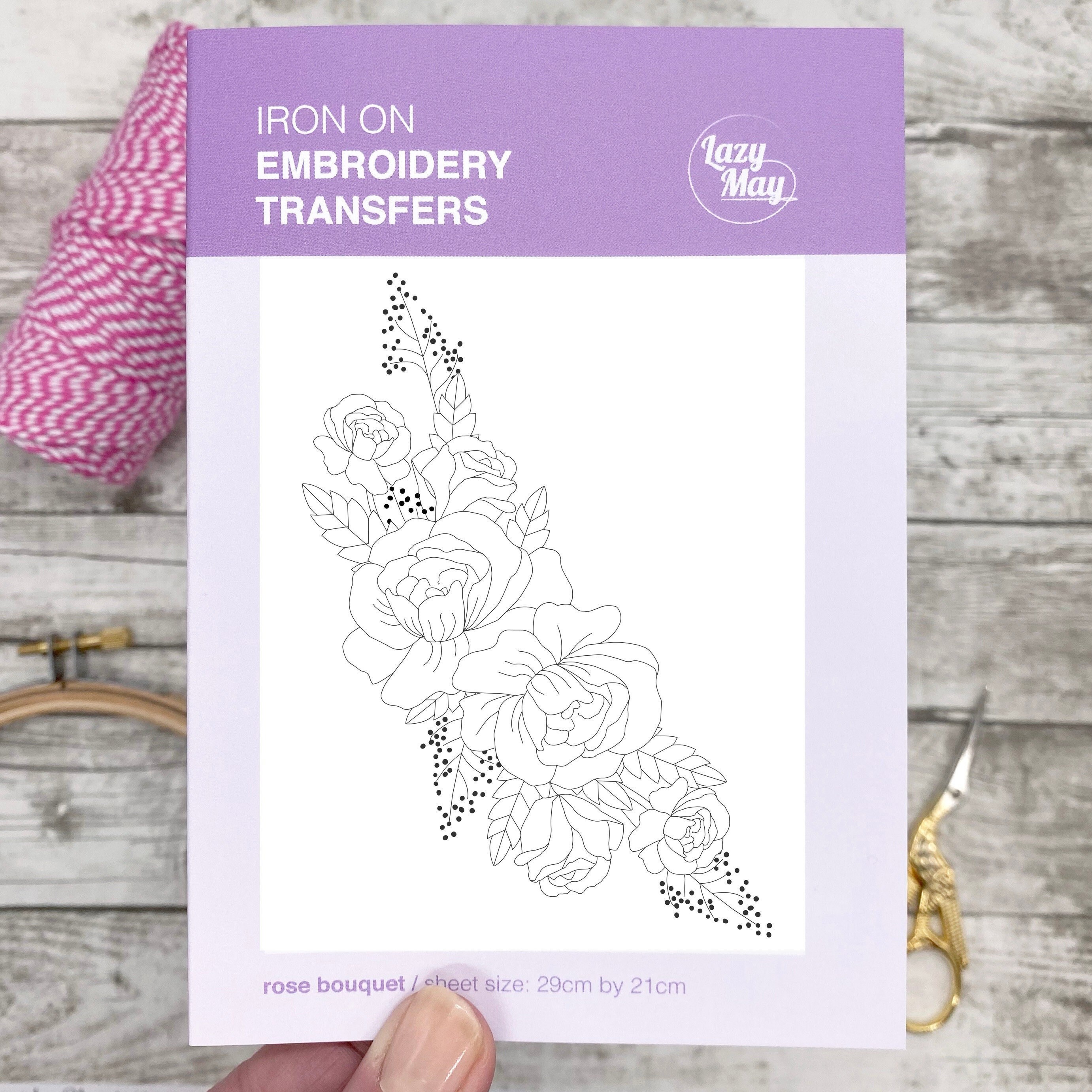 Rose Bouquet Embroidery Transfer Pattern Large Modern Etsy UK