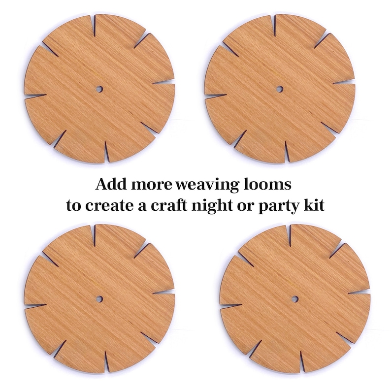 A set of four extra bracelet looms — great for sharing the fun at parties or craft groups. They’re made from smooth wood and just the right size for smaller hands too.