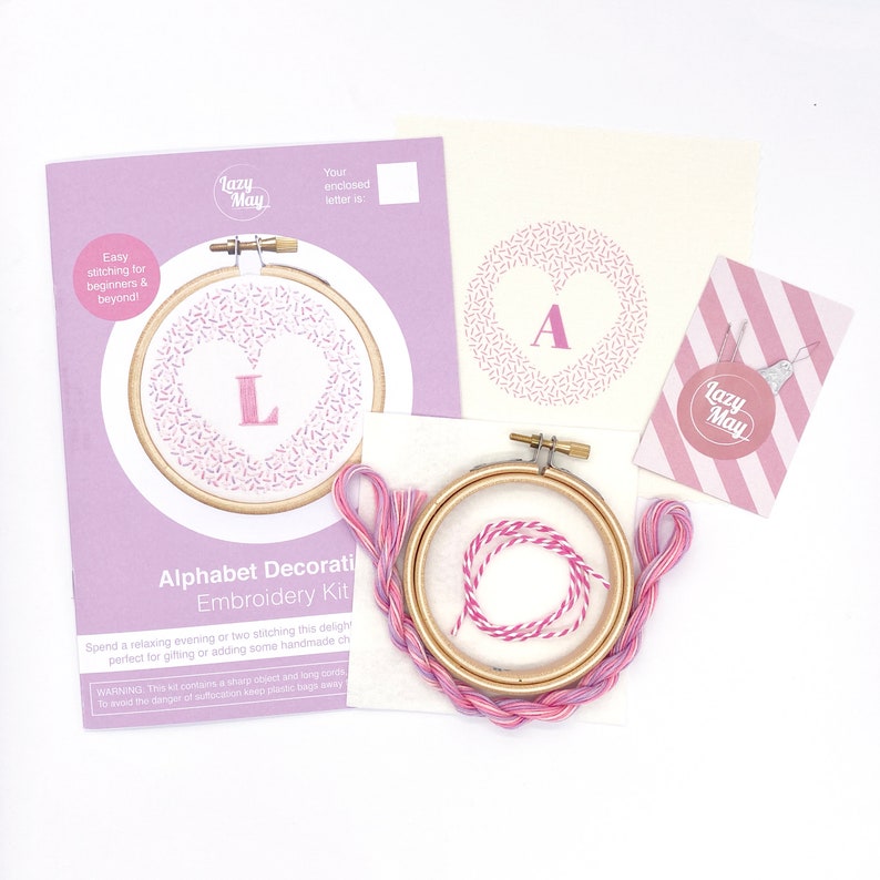 Cute Alphabet Embroidery Kit. Heart Decoration With Sprinkle Etsy UK