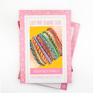 The Lazy May Sewing Club bracelet kit, ready to gift or open up for your next creative project. With cheerful colours and simple instructions inside, it’s a lovely craft idea for ages 6+.