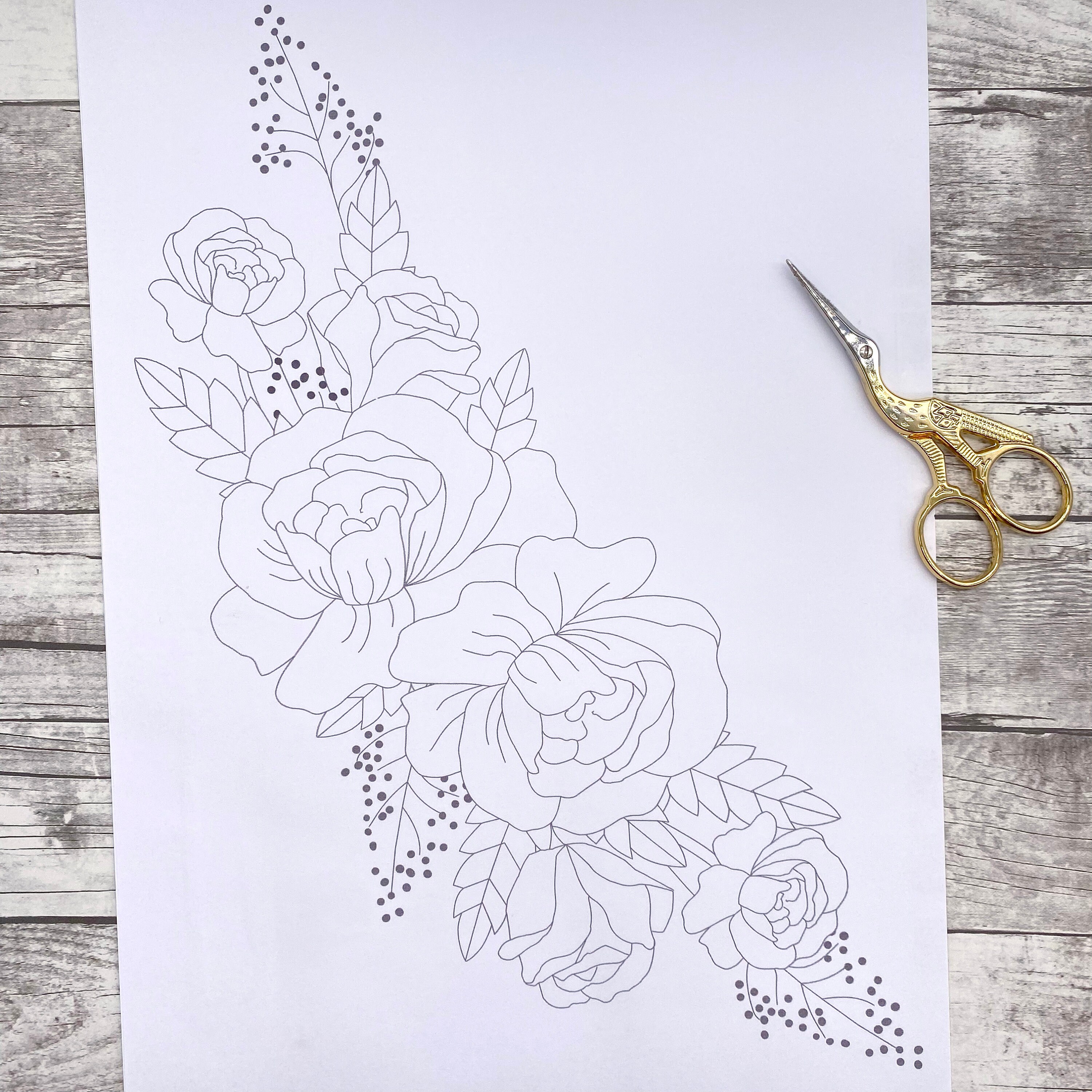 Rose Bouquet Embroidery Transfer Pattern Large Modern Etsy UK