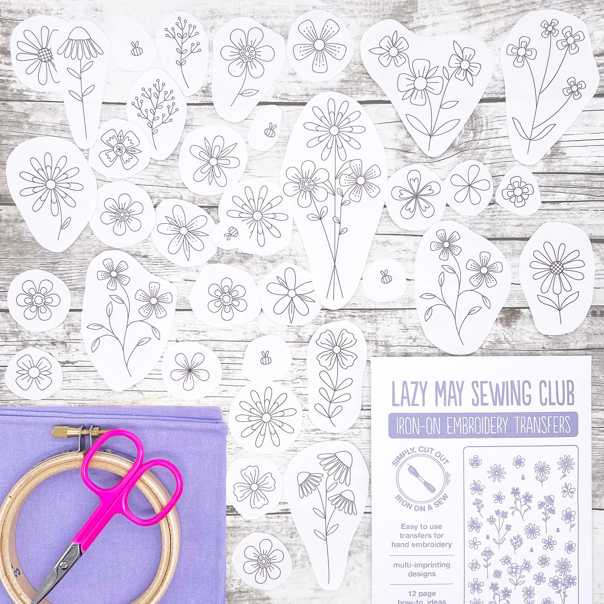 Botanicals: Botanical Embroidery Patterns (iron-on transfers) – Lazy May  Sewing Club