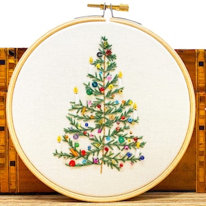 Christmas Tree Embroidery Kit for Beginners, DIY Beaded Holiday Craft