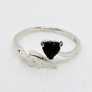 Heart of Black Wing of Bat Ring - one size