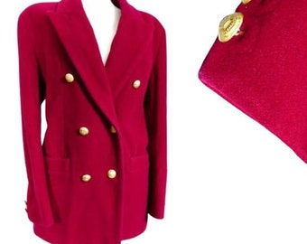 Vintage Double Breasted Blazer Jacket Wool Cashmere Burgundy Women Blazer by Nicholas Charles Oversize  S / M / L