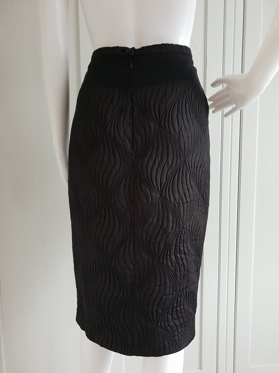 Vintage Escada  Skirt Black Pencil Wool Silk Wome… - image 7