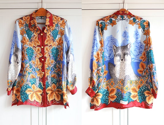 SALVATORE FERRAGAMO Vintage Silk Shirt Jungle Flor