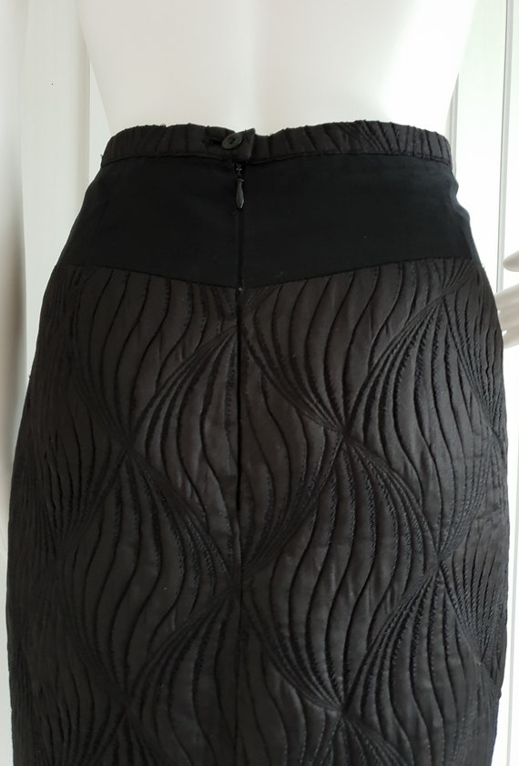 Vintage Escada  Skirt Black Pencil Wool Silk Wome… - image 3