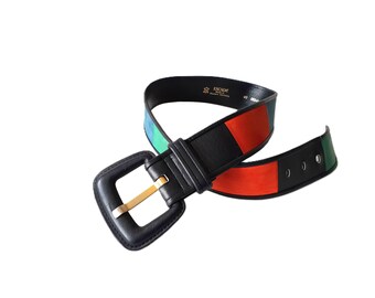 Vintage Escada Belt Black Leather Buckle Made in West  display picture 1