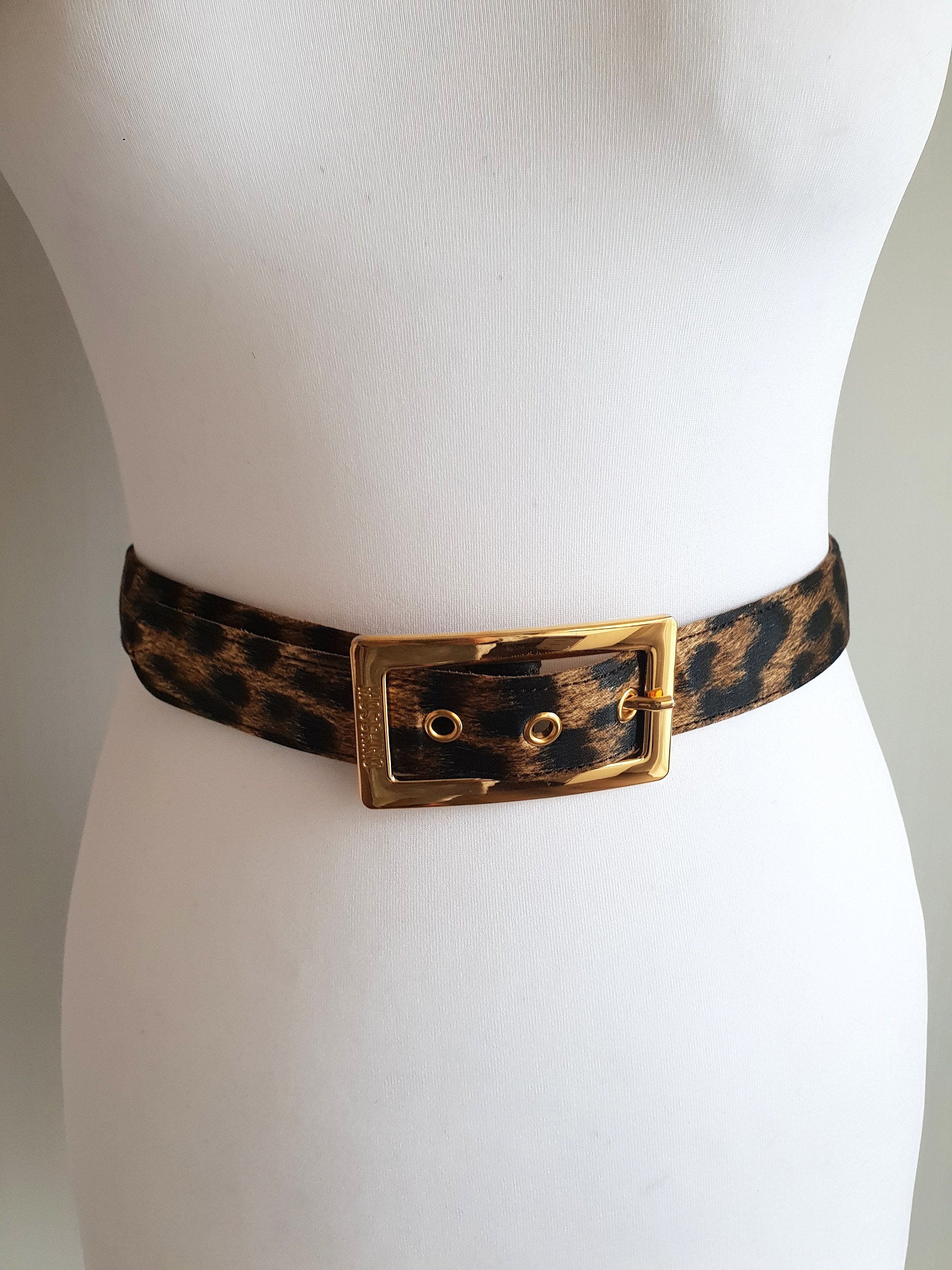 Moschino Leopard Fur And Leather Gold and Brown Belt Moschino Belt Leopard Print Beige Brown Canvas + Leather +  main image 2
