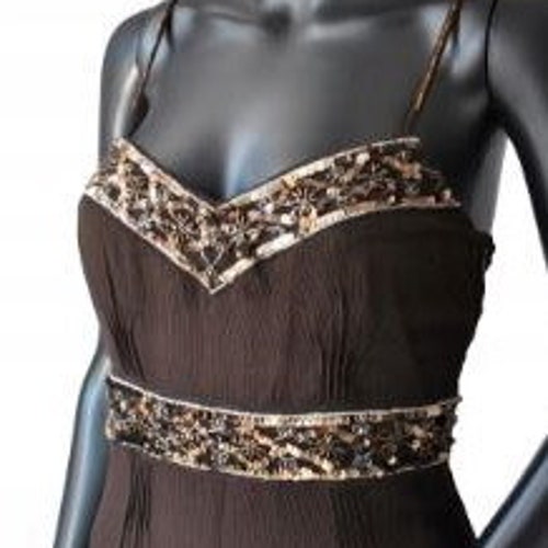 Vintage MONNARI Women Silk Dress Retro Brown Dress for Women shops Size XS / S / 36