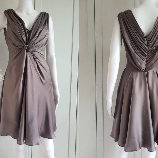 Karen Millen Dress Women Beautiful Gray Like Silk Cocktail Party Dress Size 36 Small