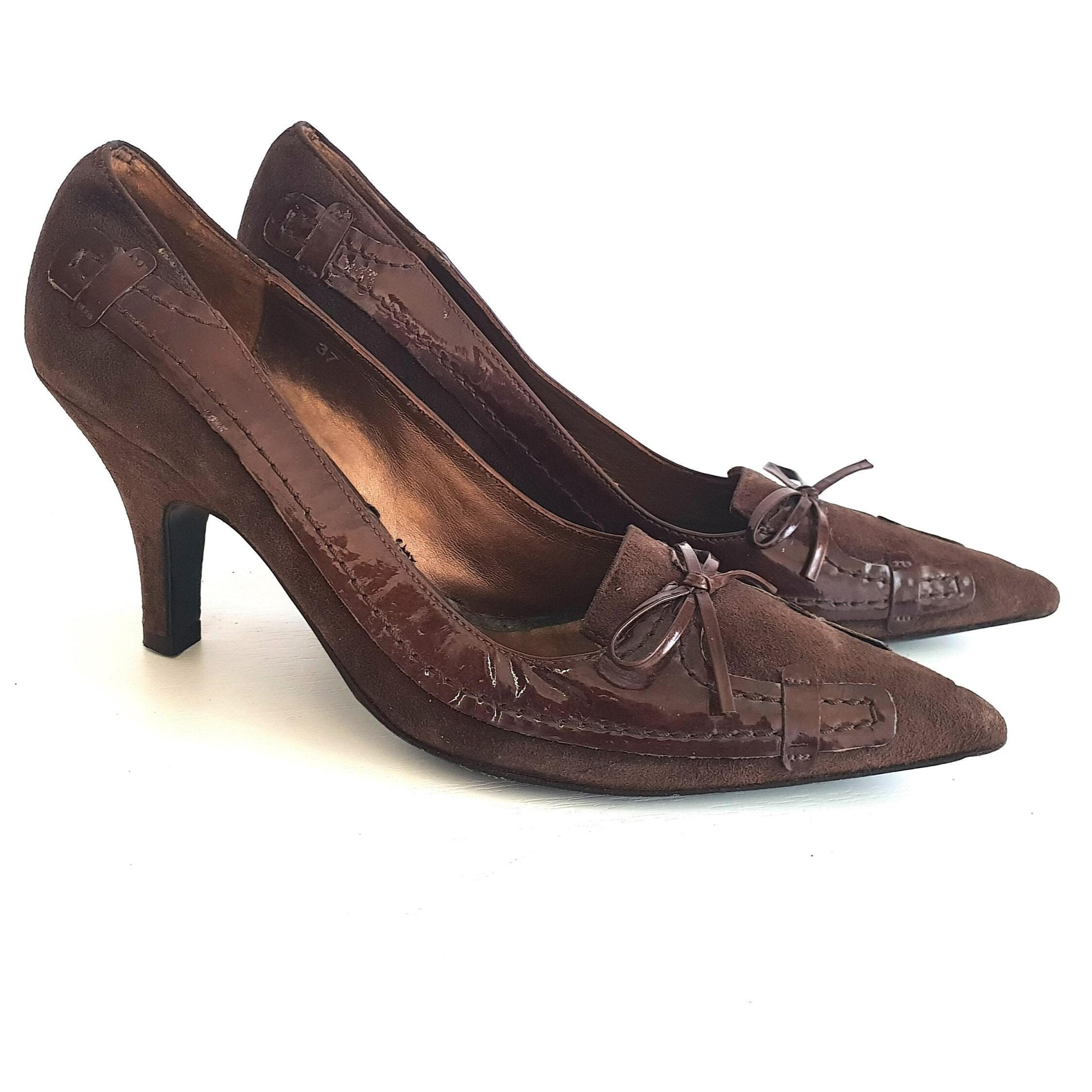 Escarpins En Daim Marron Gaufré Polini - Taille 38 Italienne - Neuf Sans Boîte - Chaussures Femme