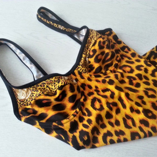 Vintage Leopard Print Suit One Piece Swimsuit Animal Print Lycra by Du Pont Size S /M