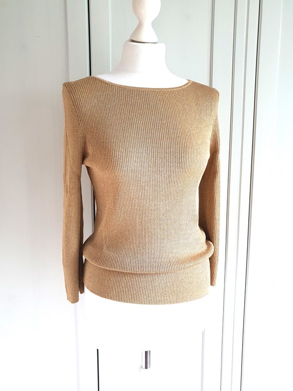 Vintage RALPH LAUREN Sweater Blouse Shirt Gold Knit Top Shirt Women Size M L Etsy Israel