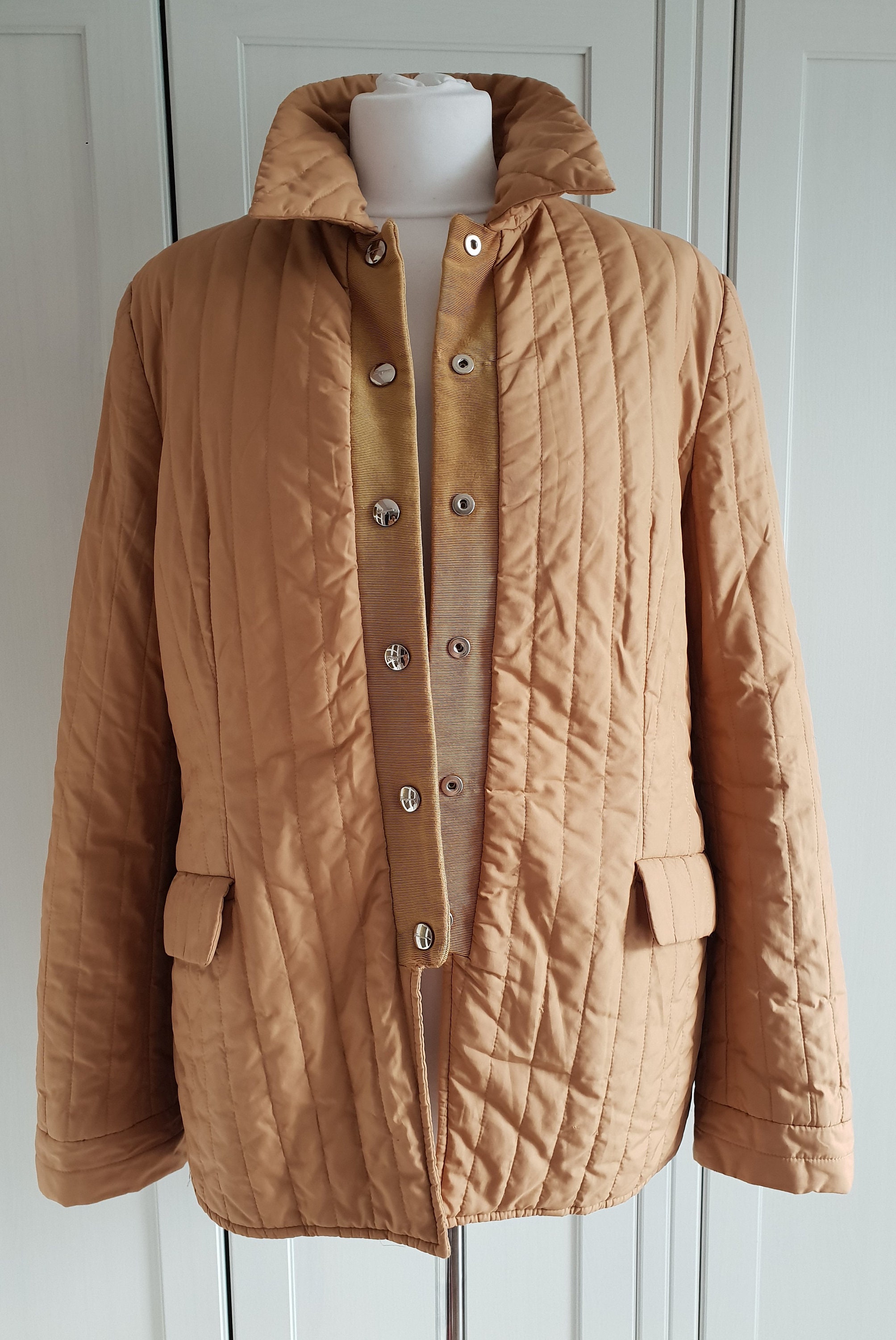 SALVATORE FERRAGAMO Vintage Quilted Jacket Beige Silk Coat - Etsy
