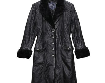 Vintage Biba Escada Leather Coat Women Unique Coat Jacket  Size M / L