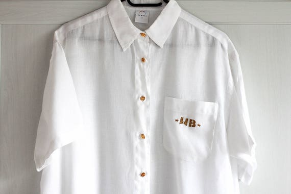 Vintage BOGNER Shirt Oxfords White Cotton Linen G… - image 5