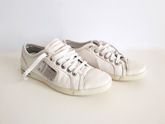 Dolce and Gabbana Vintage Sneakers Women Size UK 6 / US 7.5 / EU 39 / White Genuine Leather