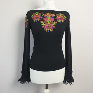 MOSCHINO Black Longsleeve Top Women Size S / M  Made in Italy